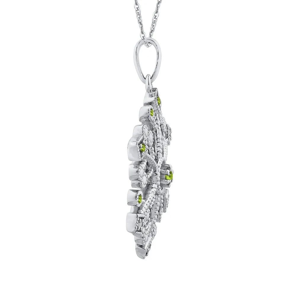 KATARINA 1/8 cttw Natural Gemstone Snowflake Pendant Necklace