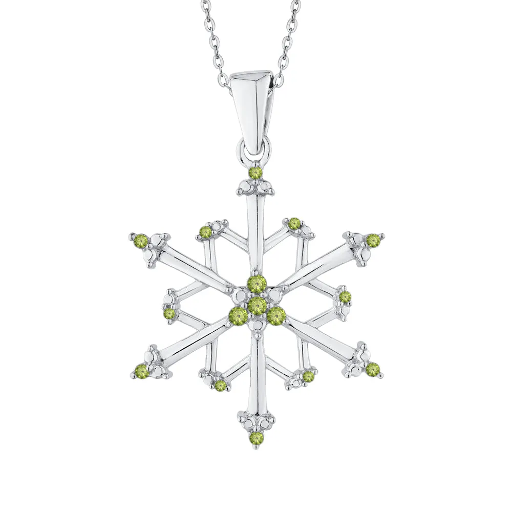 KATARINA 4 1/20 cttw Natural Gemstone Floral Snowflake Pendant Necklace