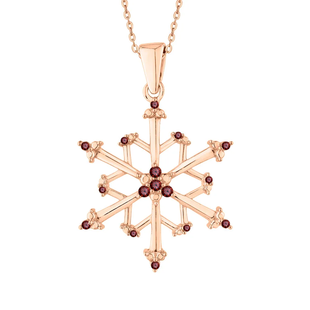 KATARINA 4 1/20 cttw Natural Gemstone Floral Snowflake Pendant Necklace