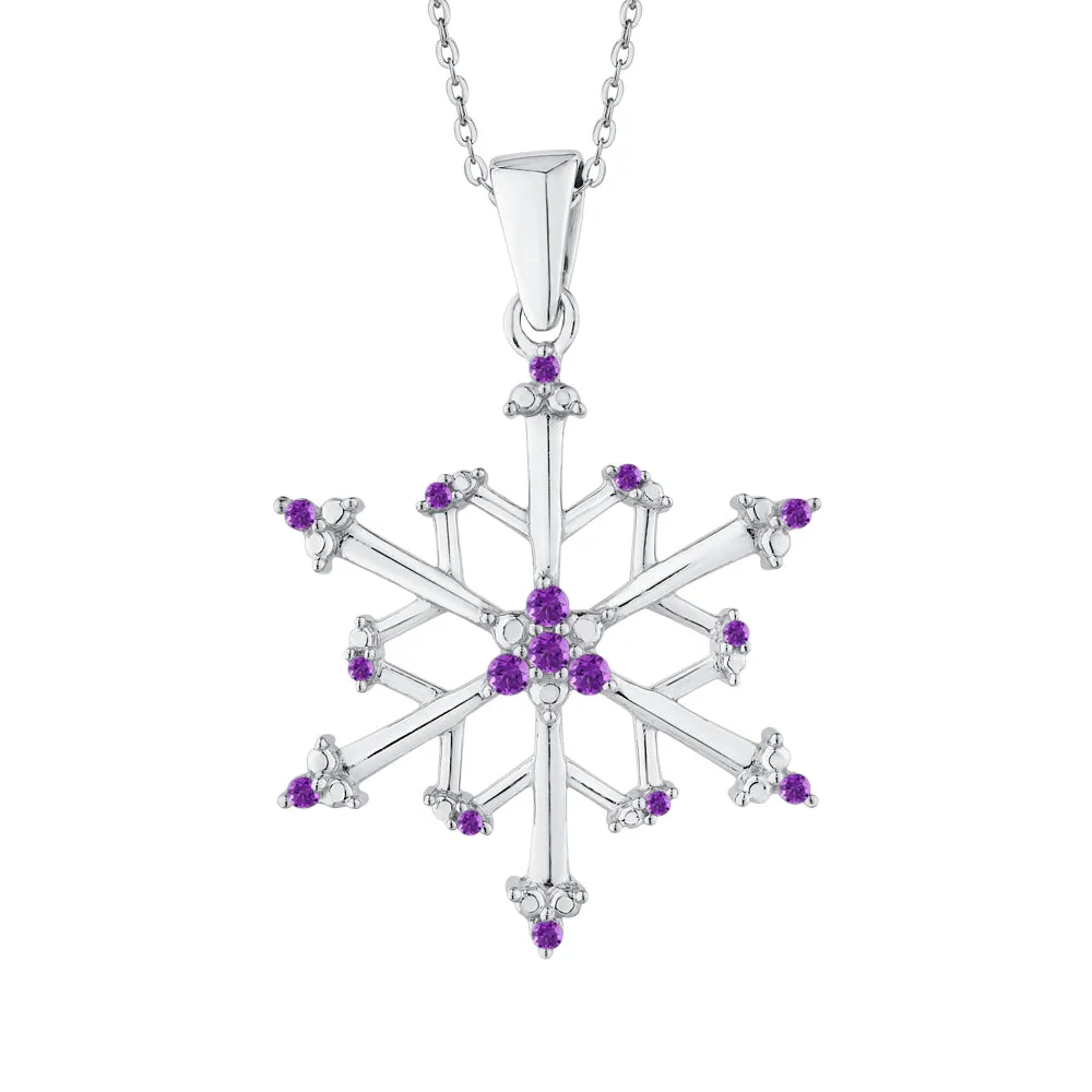 KATARINA 4 1/20 cttw Natural Gemstone Floral Snowflake Pendant Necklace