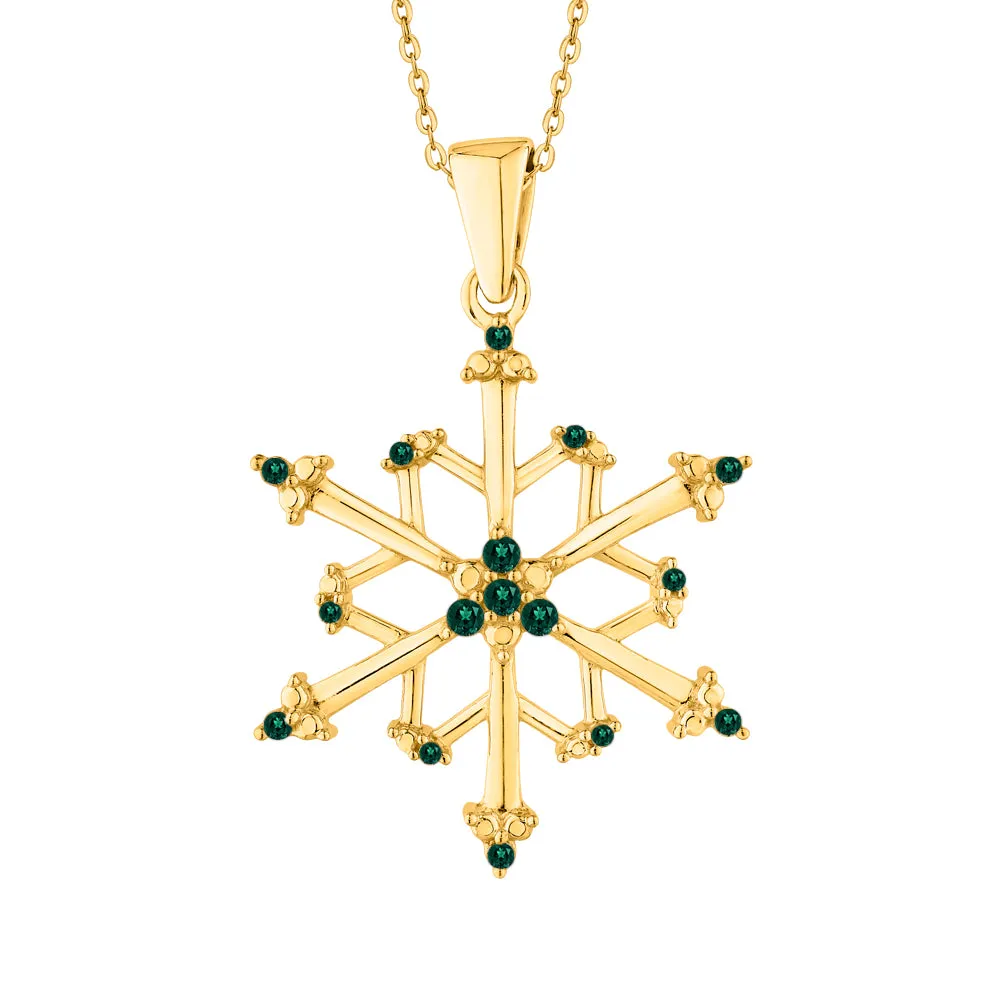 KATARINA 4 1/20 cttw Natural Gemstone Floral Snowflake Pendant Necklace