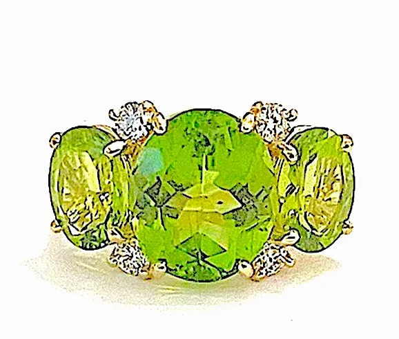 Large 18kt Yellow Gold GUM DROP™ Ring with Blue Topaz and Peridot