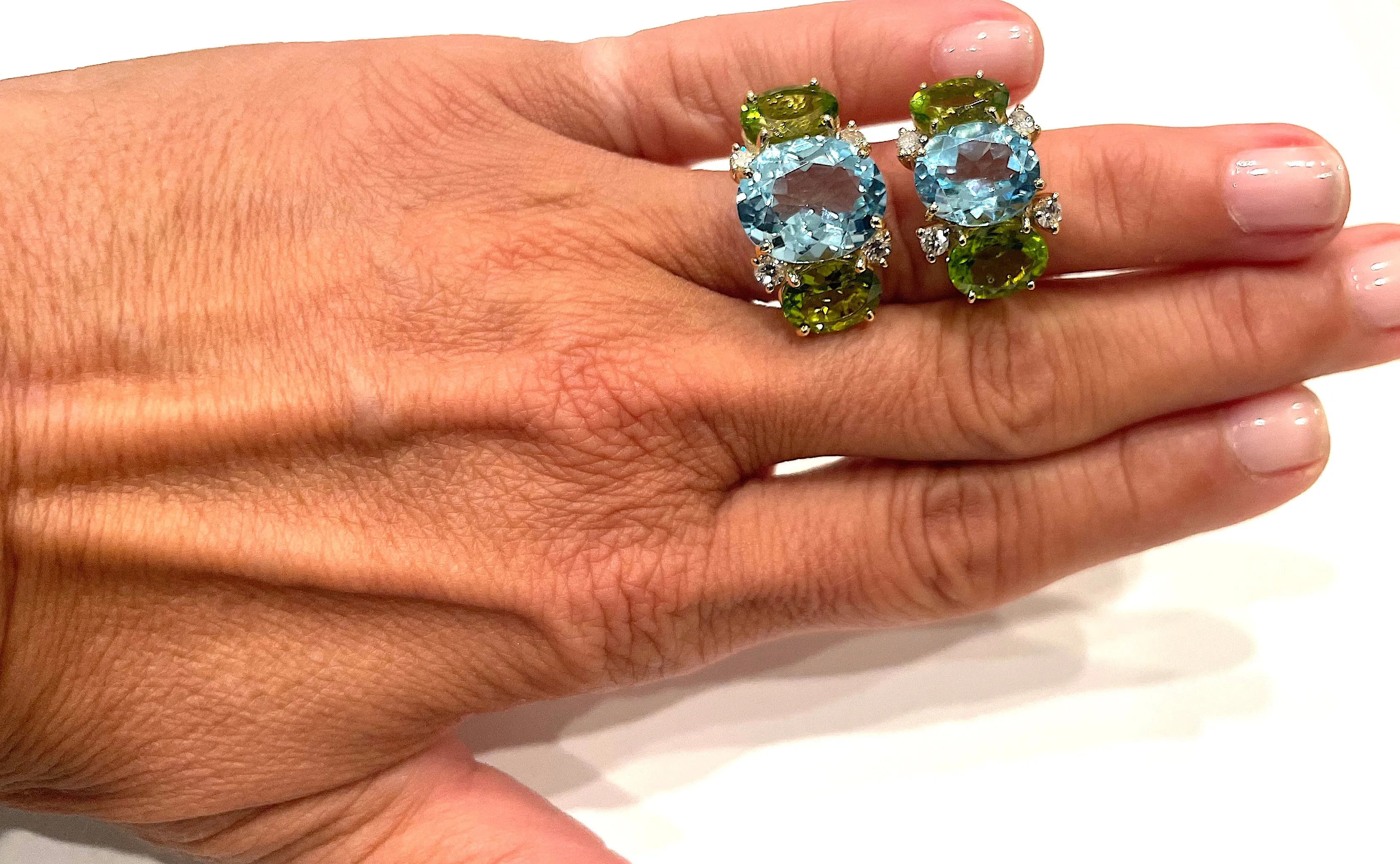 Large 18kt Yellow Gold GUM DROP™ Ring with Blue Topaz and Peridot