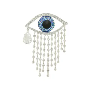 Large Crystal Shower Eye Brooch