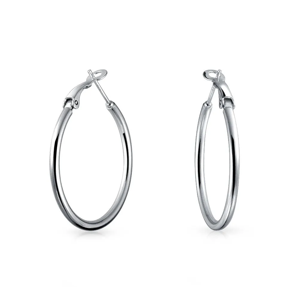 Large Hoop Earrings Sterling Silver Hinged Notched Post 1 75 Inch Dia