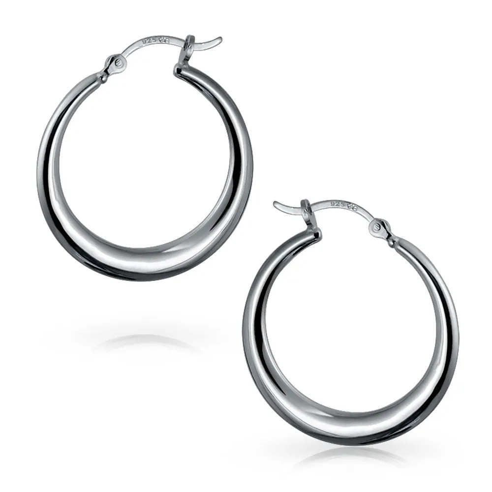 Large Hoop Earrings Sterling Silver Hinged Notched Post 1 75 Inch Dia