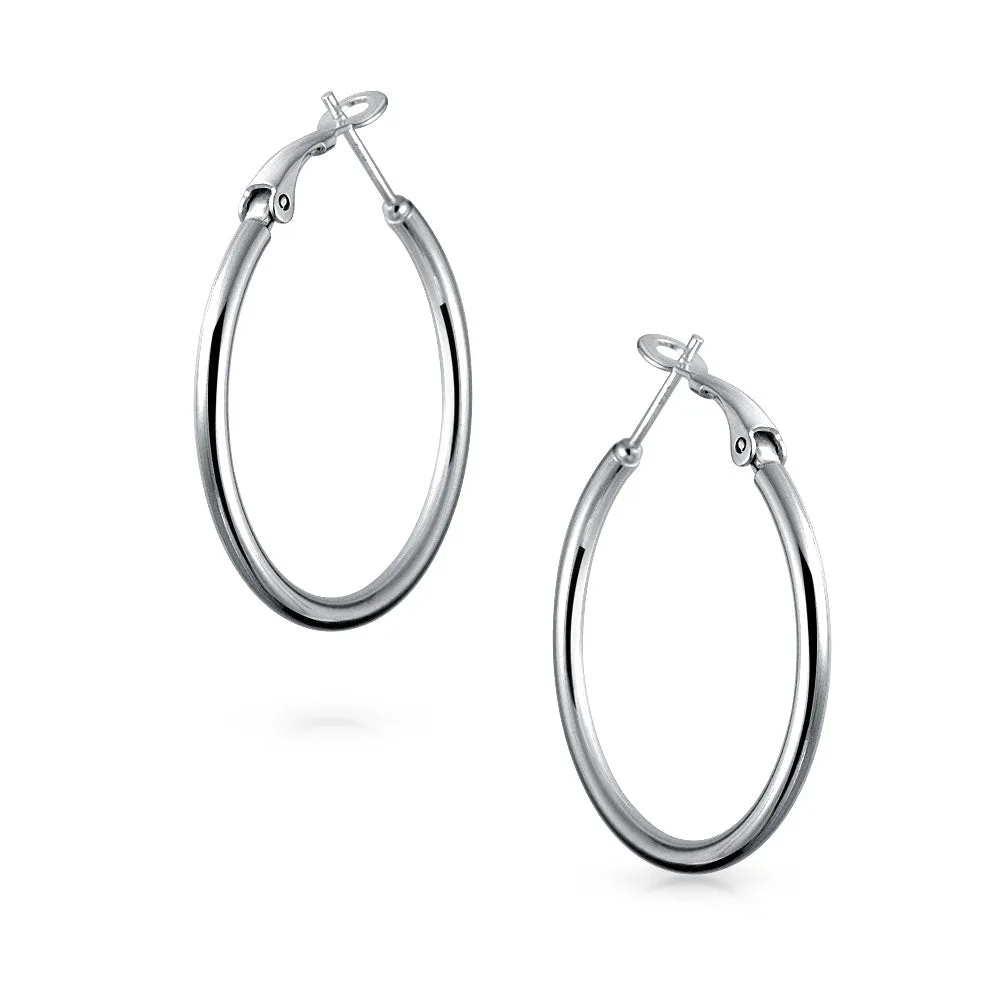 Large Hoop Earrings Sterling Silver Hinged Notched Post 1 75 Inch Dia