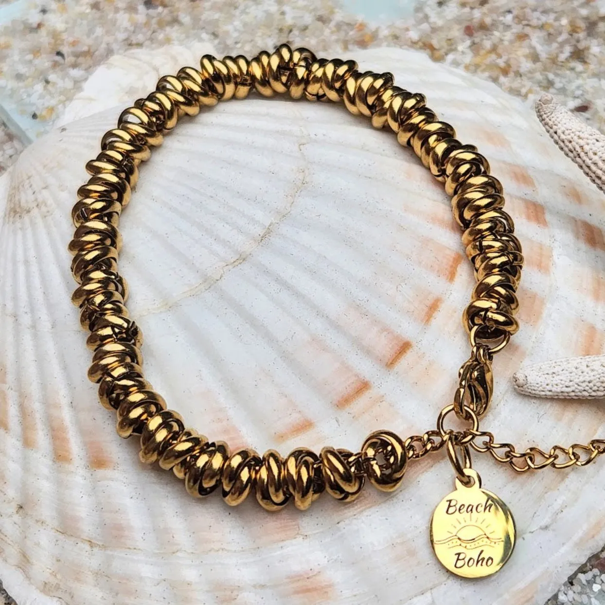 LE DISQUE -  18K GOLD WATERPROOF DISC CHAIN BRACELET