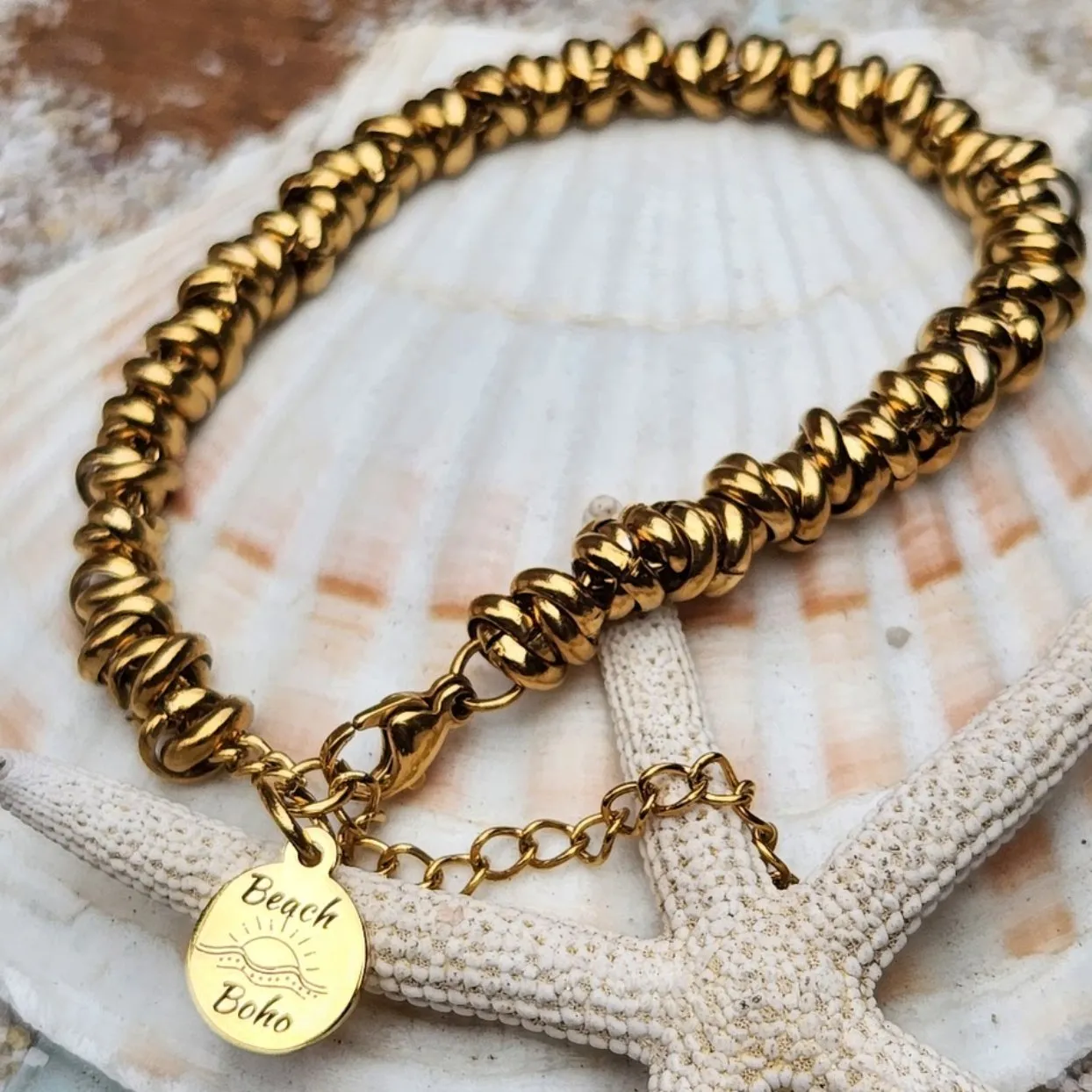 LE DISQUE -  18K GOLD WATERPROOF DISC CHAIN BRACELET