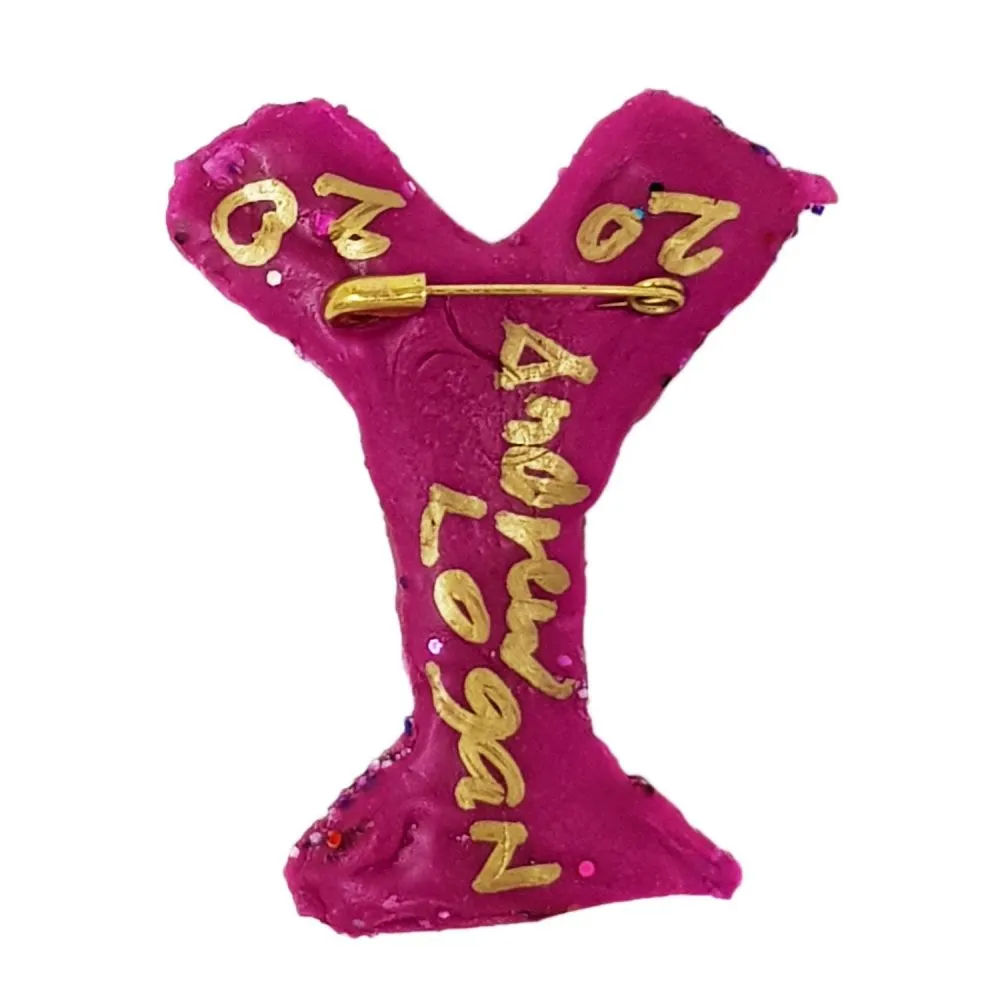 LETTER Y-  PURPLE BROOCH