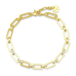 Link Chain Bracelet with CZ Accents