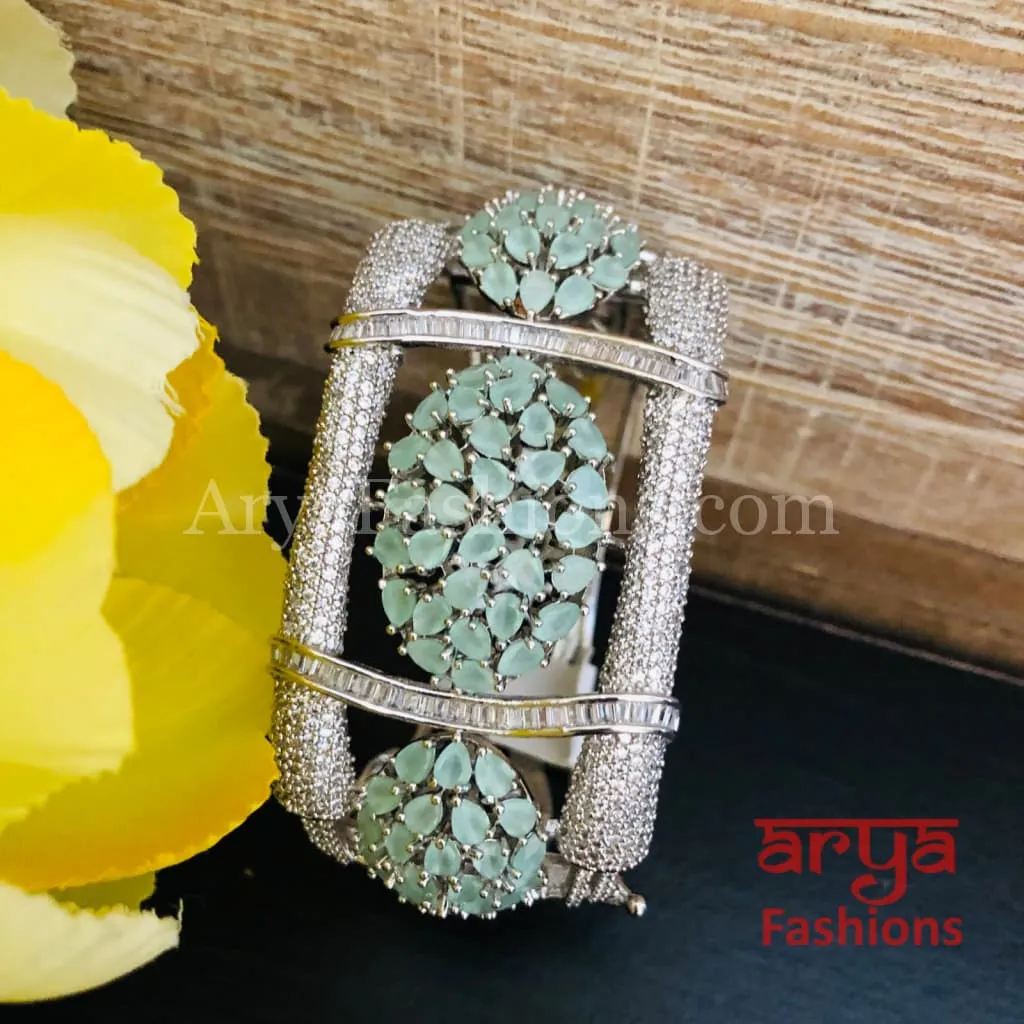 Lisha Mint Green Designer CZ Ethnic Bracelet