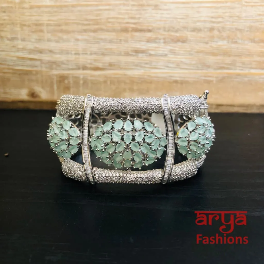 Lisha Mint Green Designer CZ Ethnic Bracelet