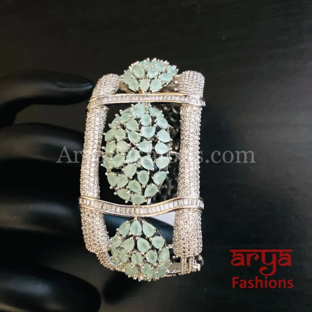 Lisha Mint Green Designer CZ Ethnic Bracelet