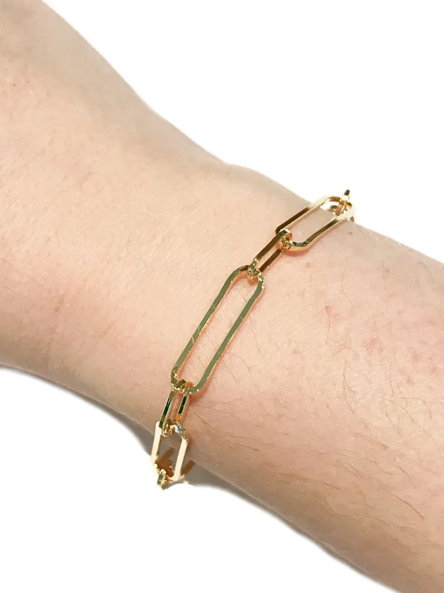 Long Link Paperclip Chain Bracelet