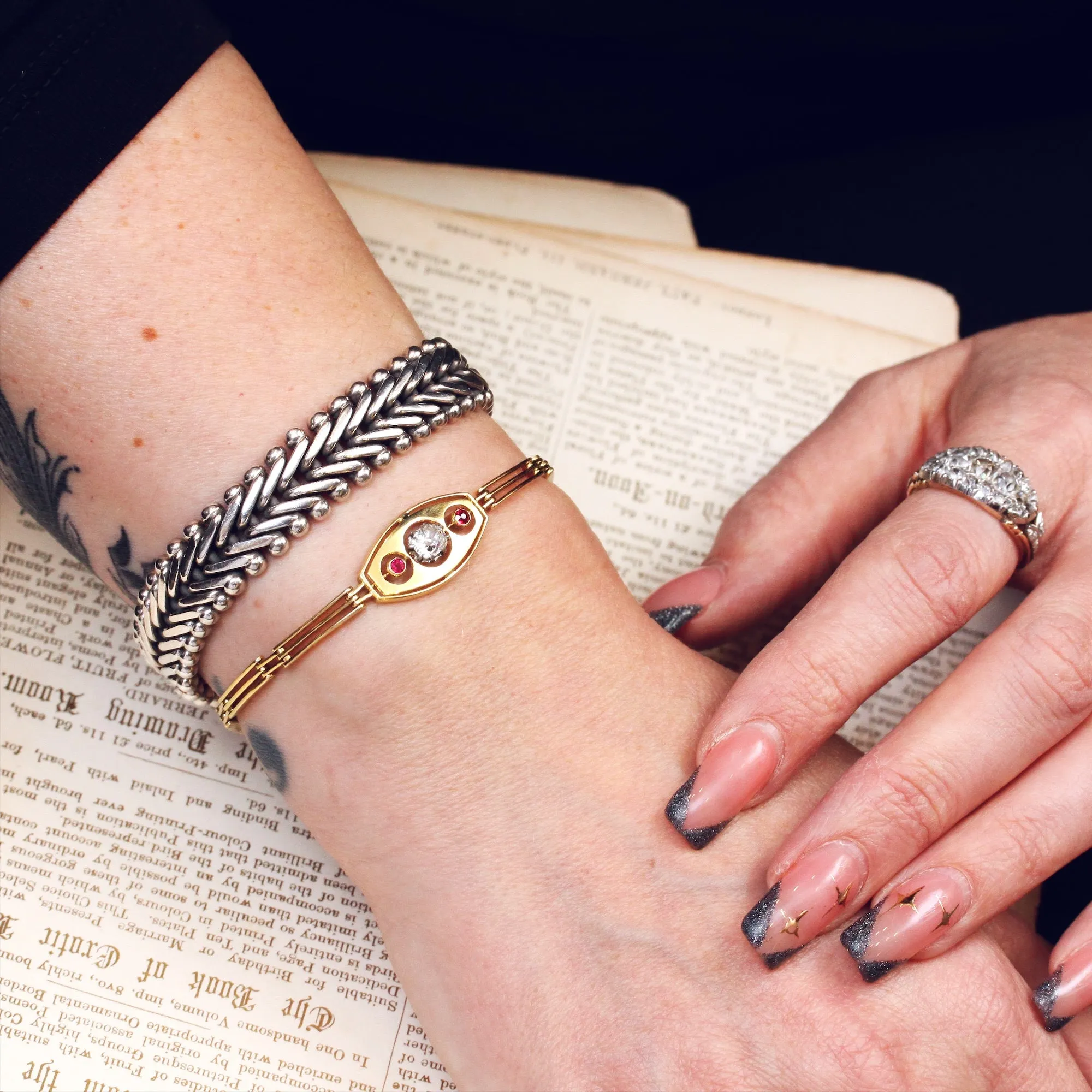 Lovely Quality Vintage Diamond & Ruby 18ct Gold Bracelet