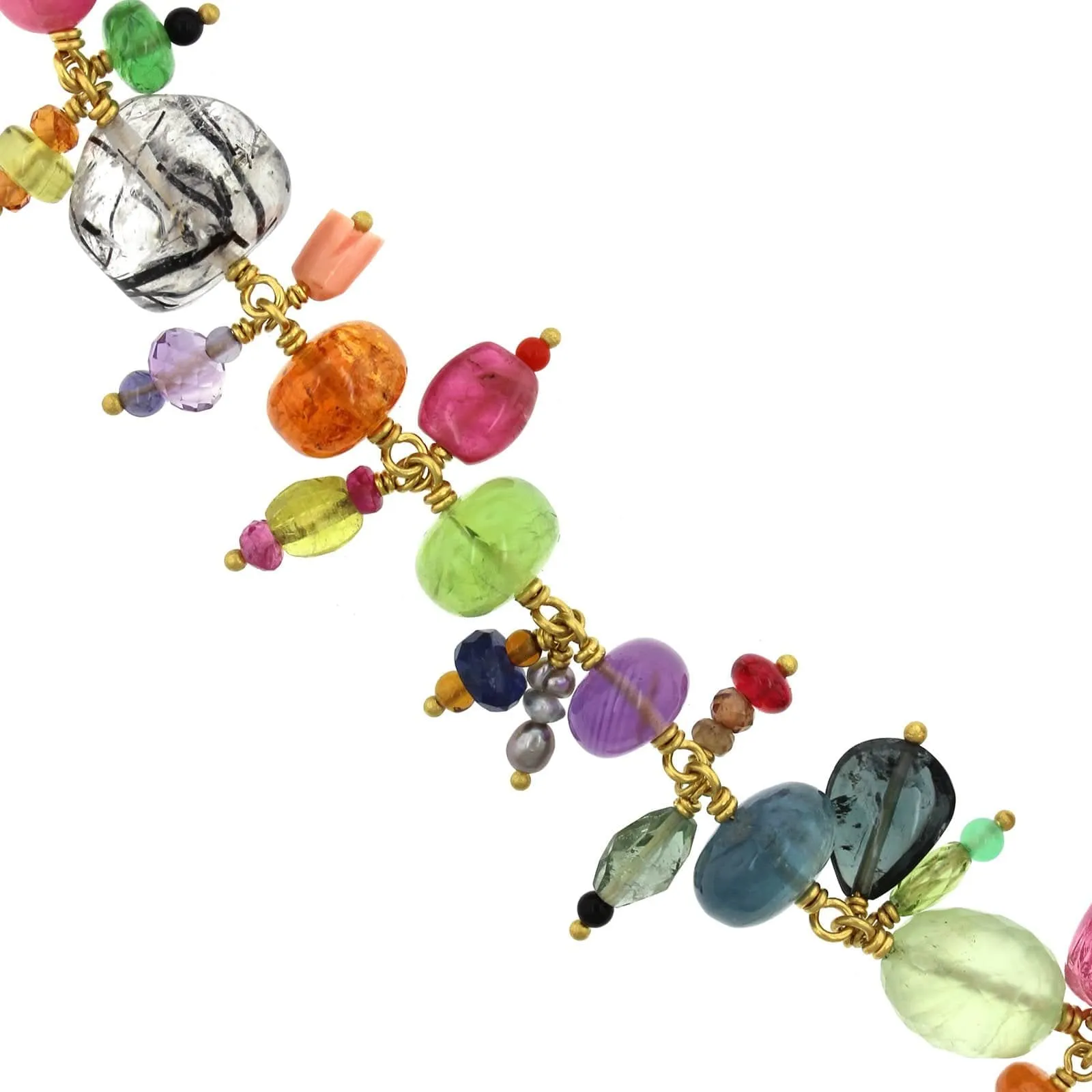 Mallary Marks 18K and 22K Yellow Gold Multi Gemstone Bracelet