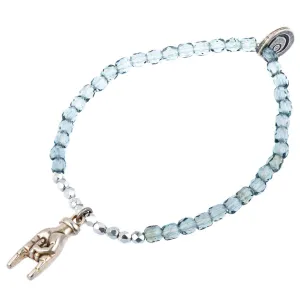 Mano Hand Charm Faceted Glass Bead Bracelet