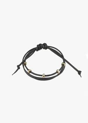 Mara Black and Gold Leather Bracelet