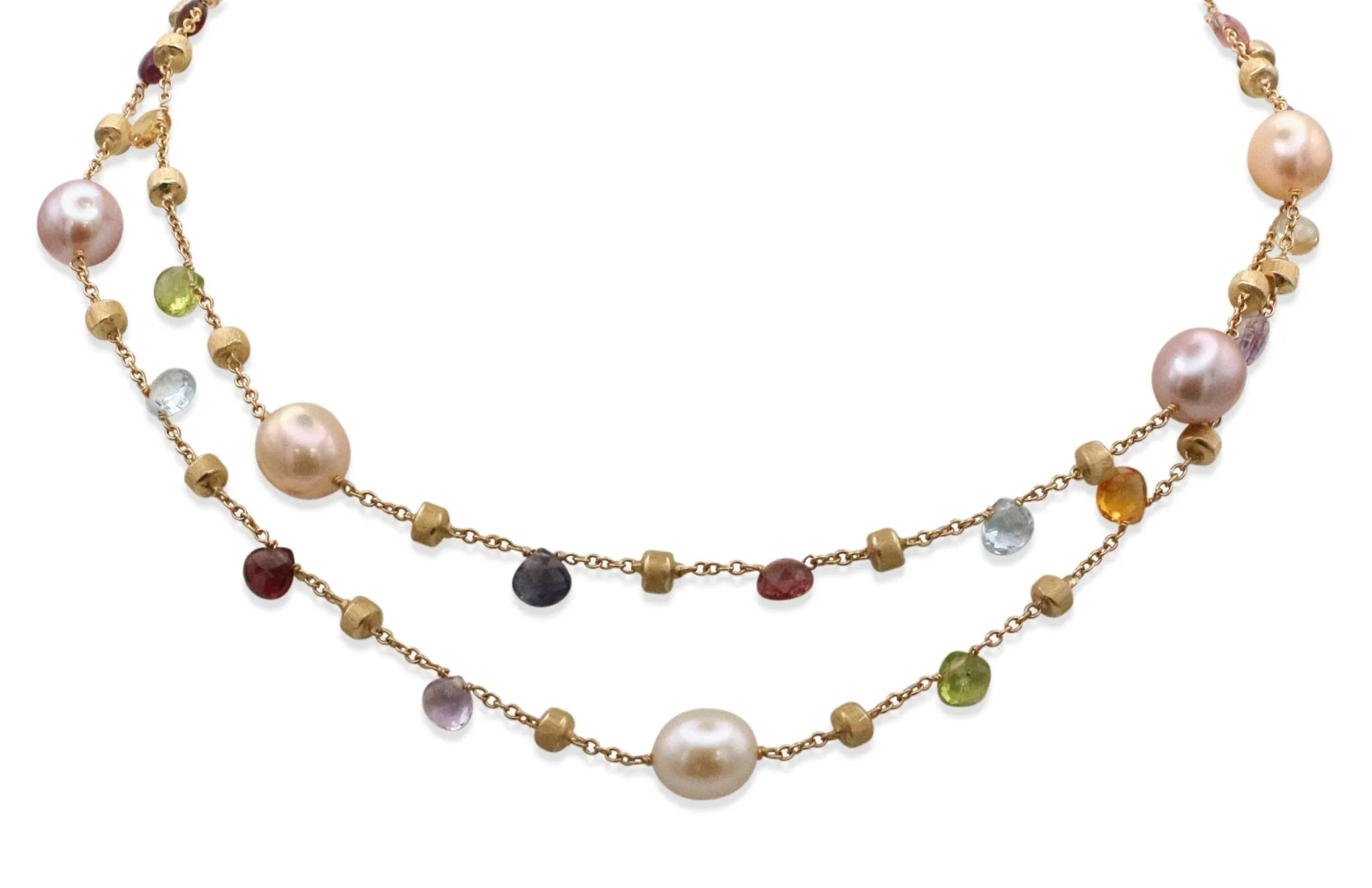 Marco Bicego Multi Gem & Cultured Pearl Double Strand Necklace