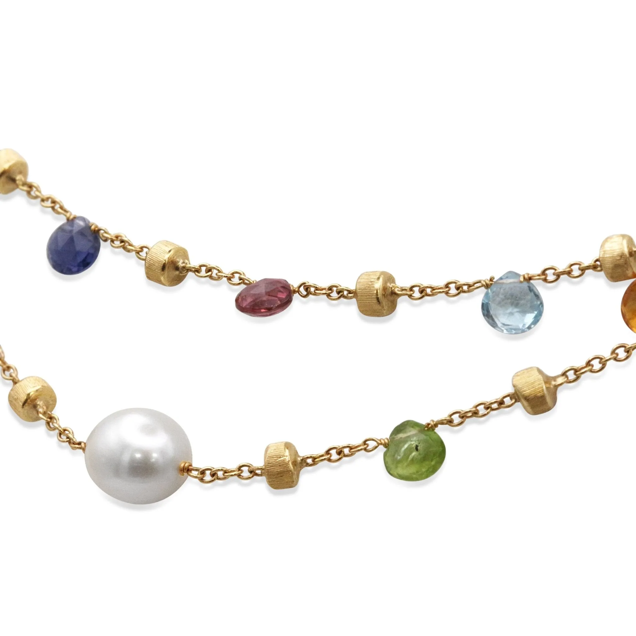 Marco Bicego Multi Gem & Cultured Pearl Double Strand Necklace