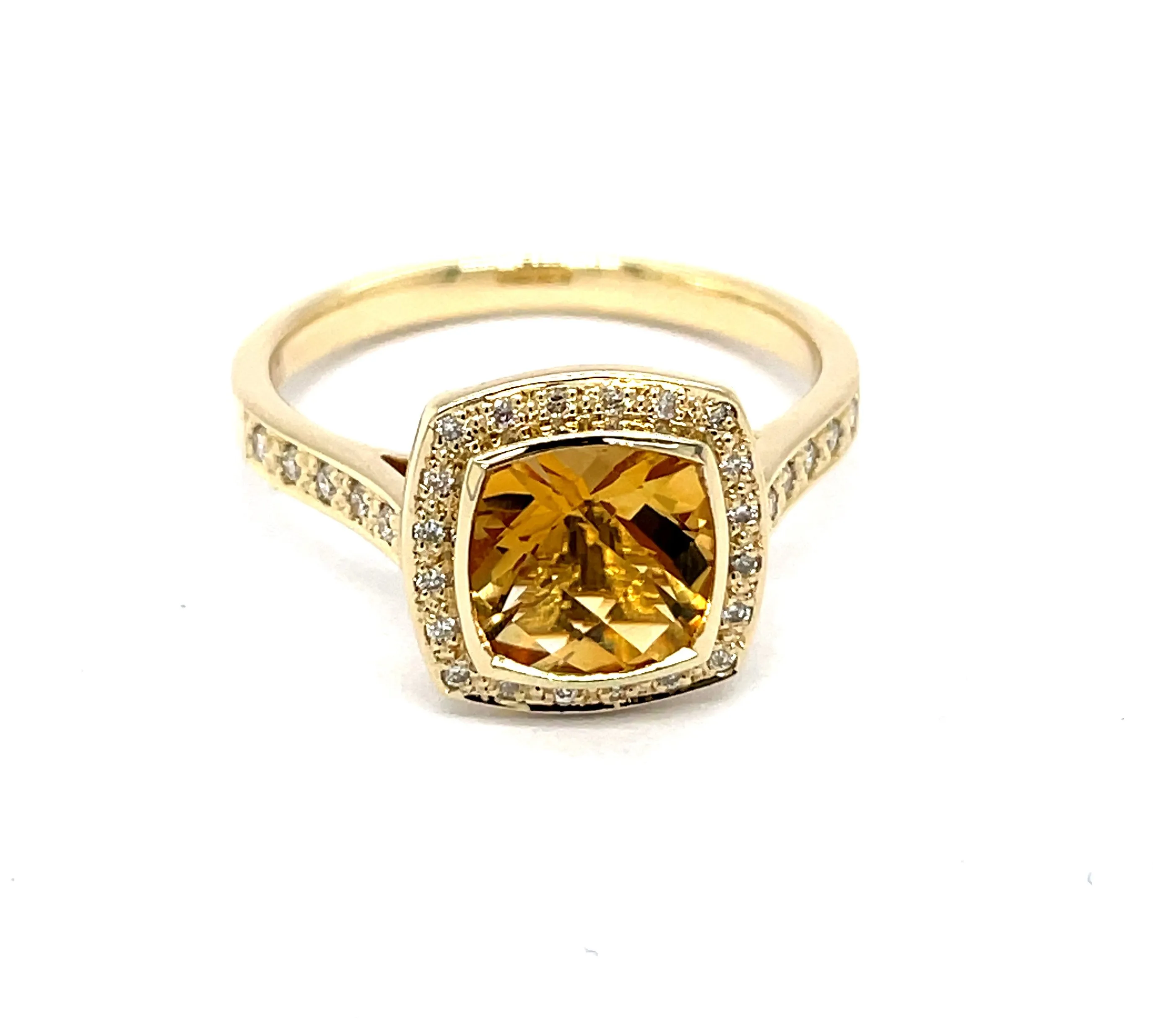 Mark McAskill Citrine Cushion & Diamond Cluster Dress Ring