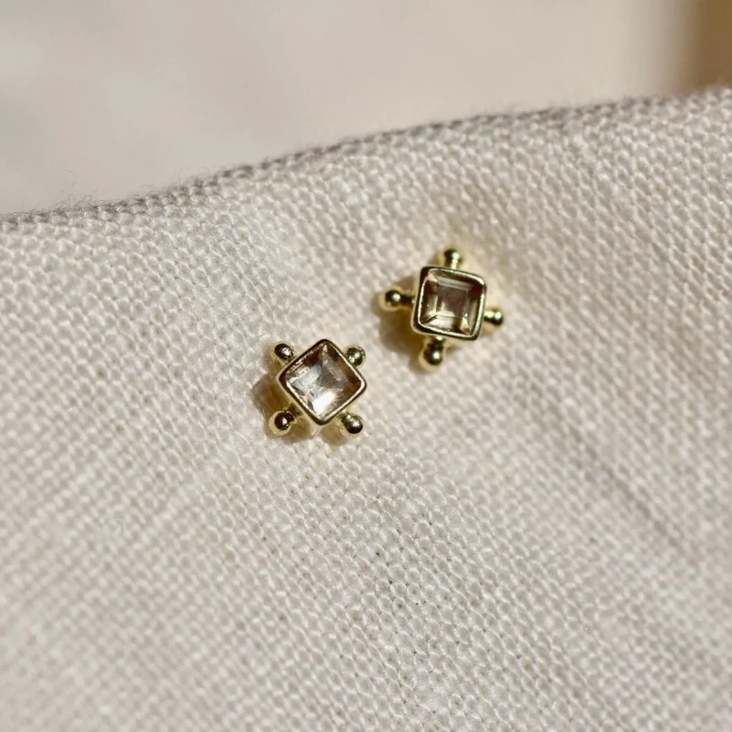 Mini Gia 14K Gold Vermeil Citrine Studs