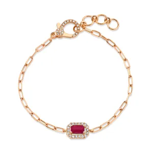 MINI ME RUBY & DIAMOND HALO DROP BRACELET