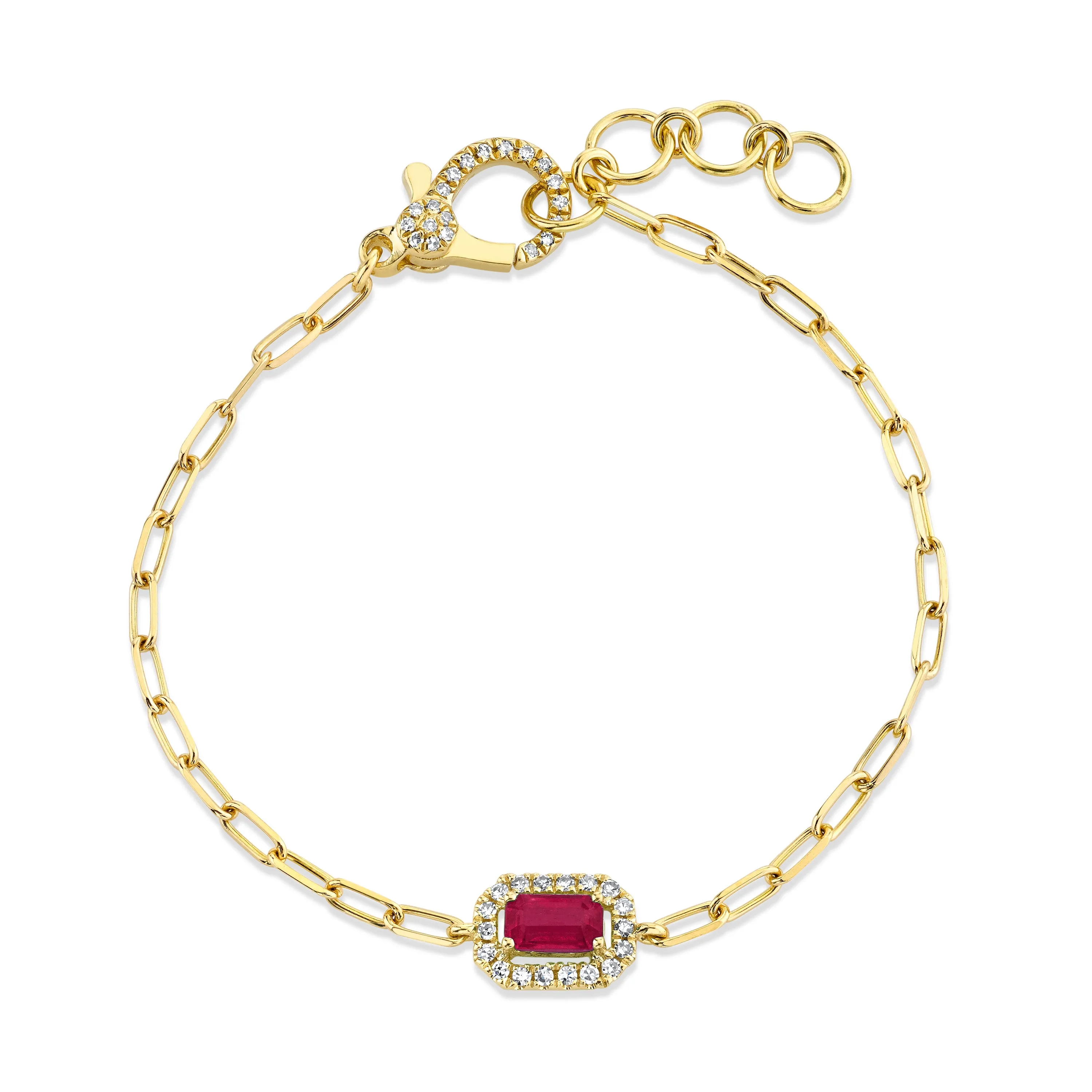 MINI ME RUBY & DIAMOND HALO DROP BRACELET