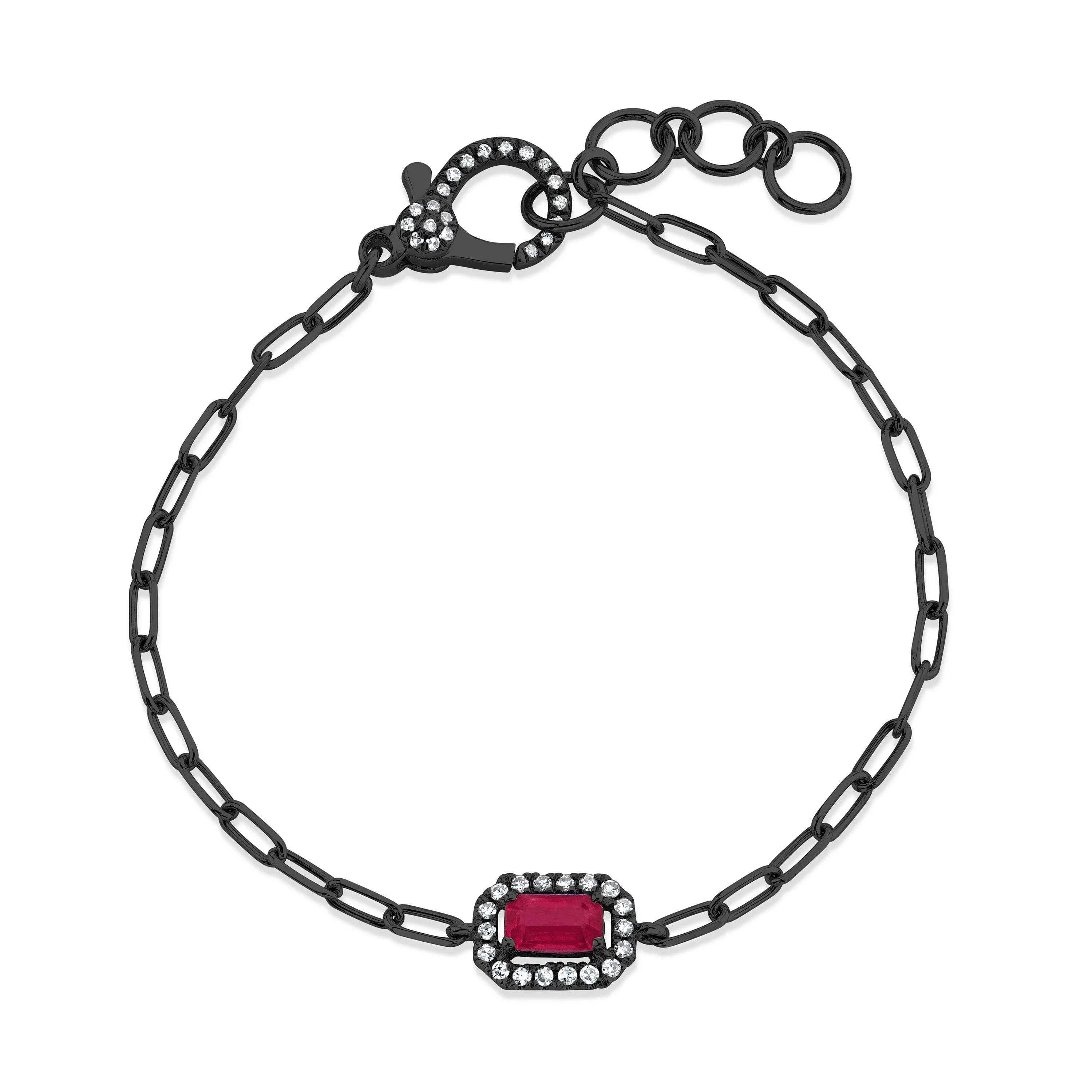 MINI ME RUBY & DIAMOND HALO DROP BRACELET