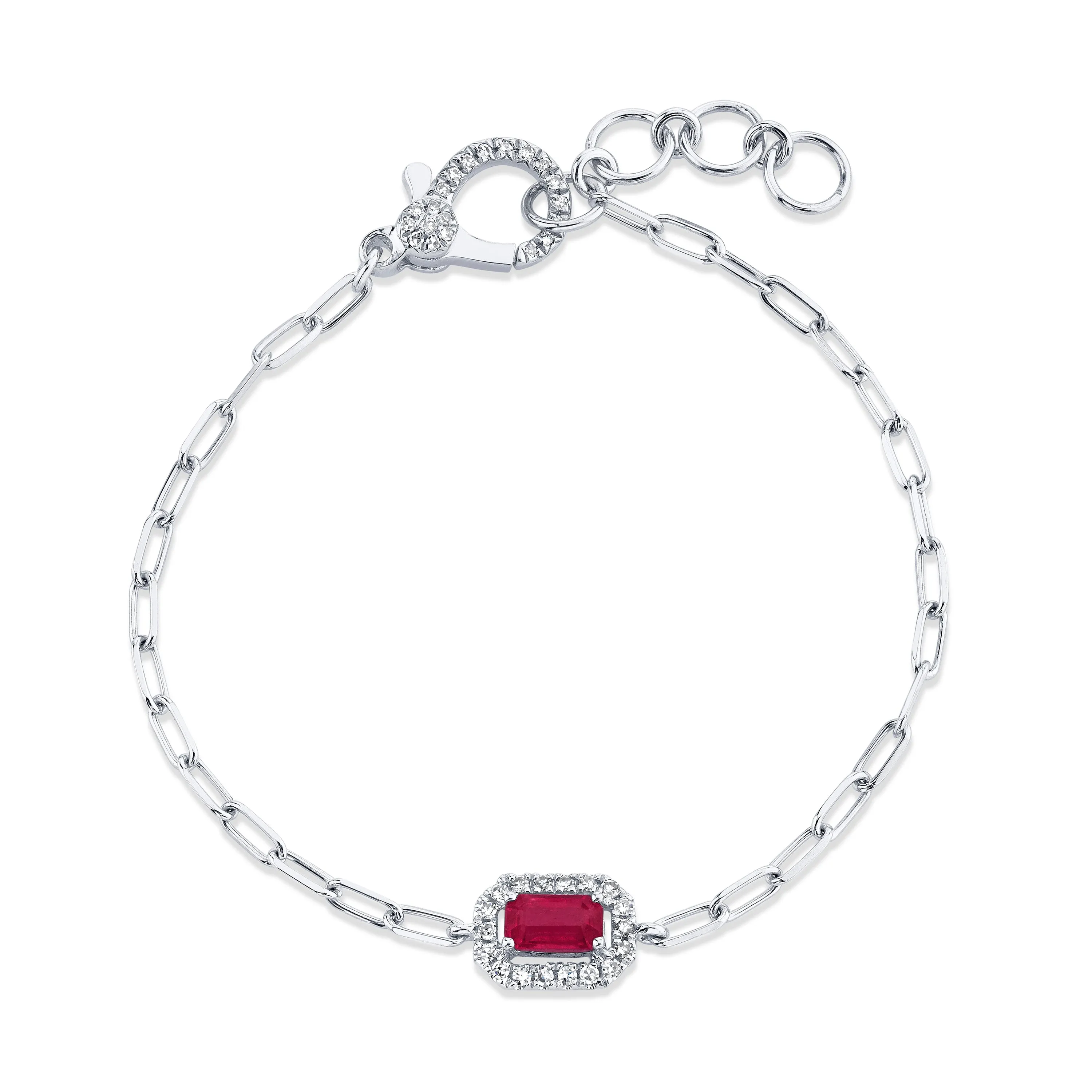 MINI ME RUBY & DIAMOND HALO DROP BRACELET