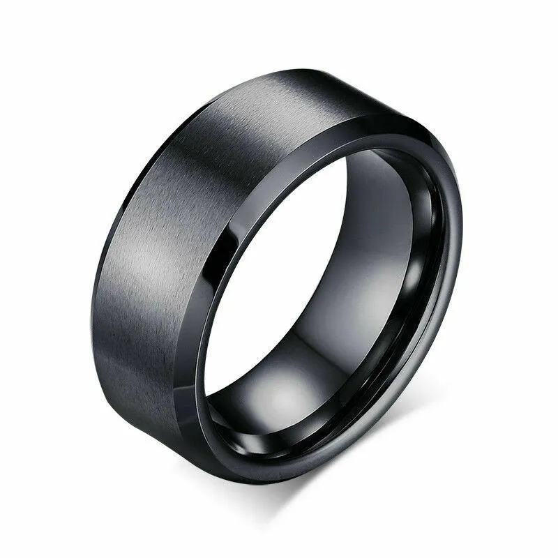 MRoyale™ Men's Stainless Steel Black/Gold/Silver Wedding Band Ring