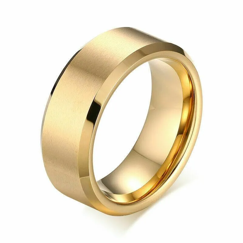 MRoyale™ Men's Stainless Steel Black/Gold/Silver Wedding Band Ring