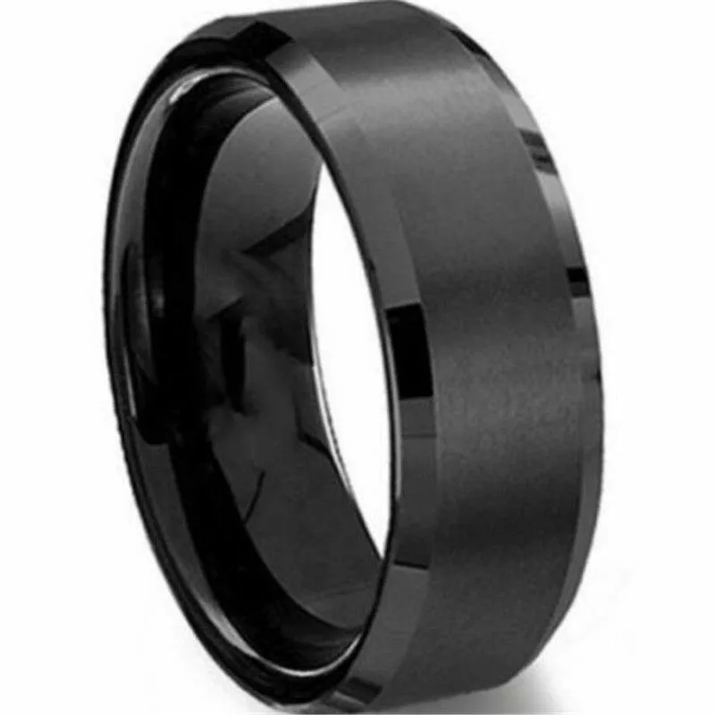 MRoyale™ Men's Stainless Steel Black/Gold/Silver Wedding Band Ring