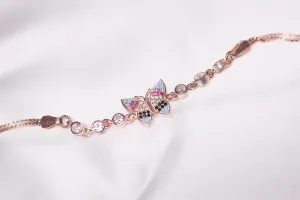 Multi colour butterfly rose gold bracelet