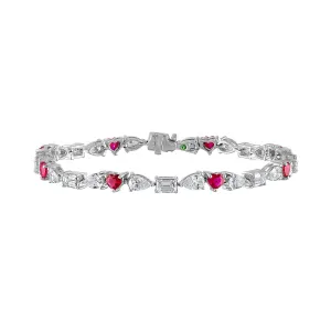 Multishape Diamond and Ruby Tennis Bracelet