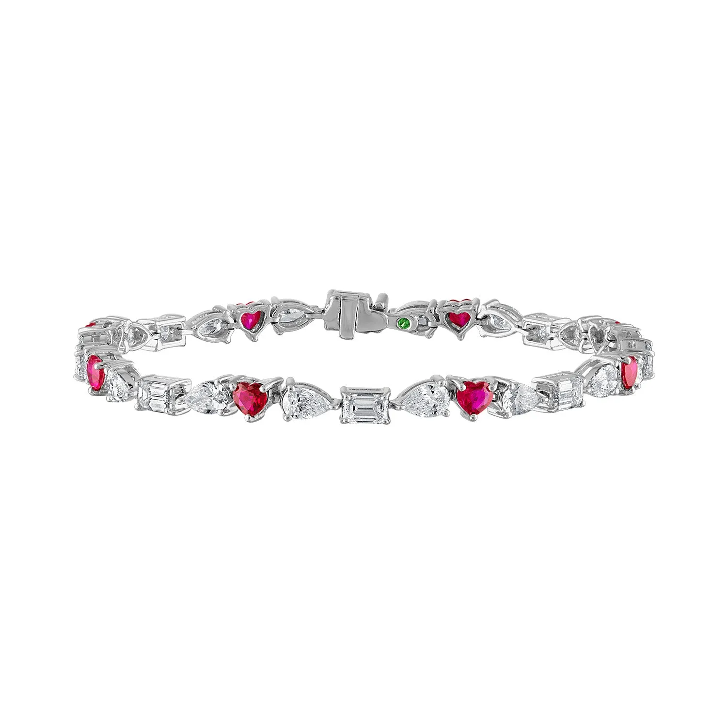 Multishape Diamond and Ruby Tennis Bracelet