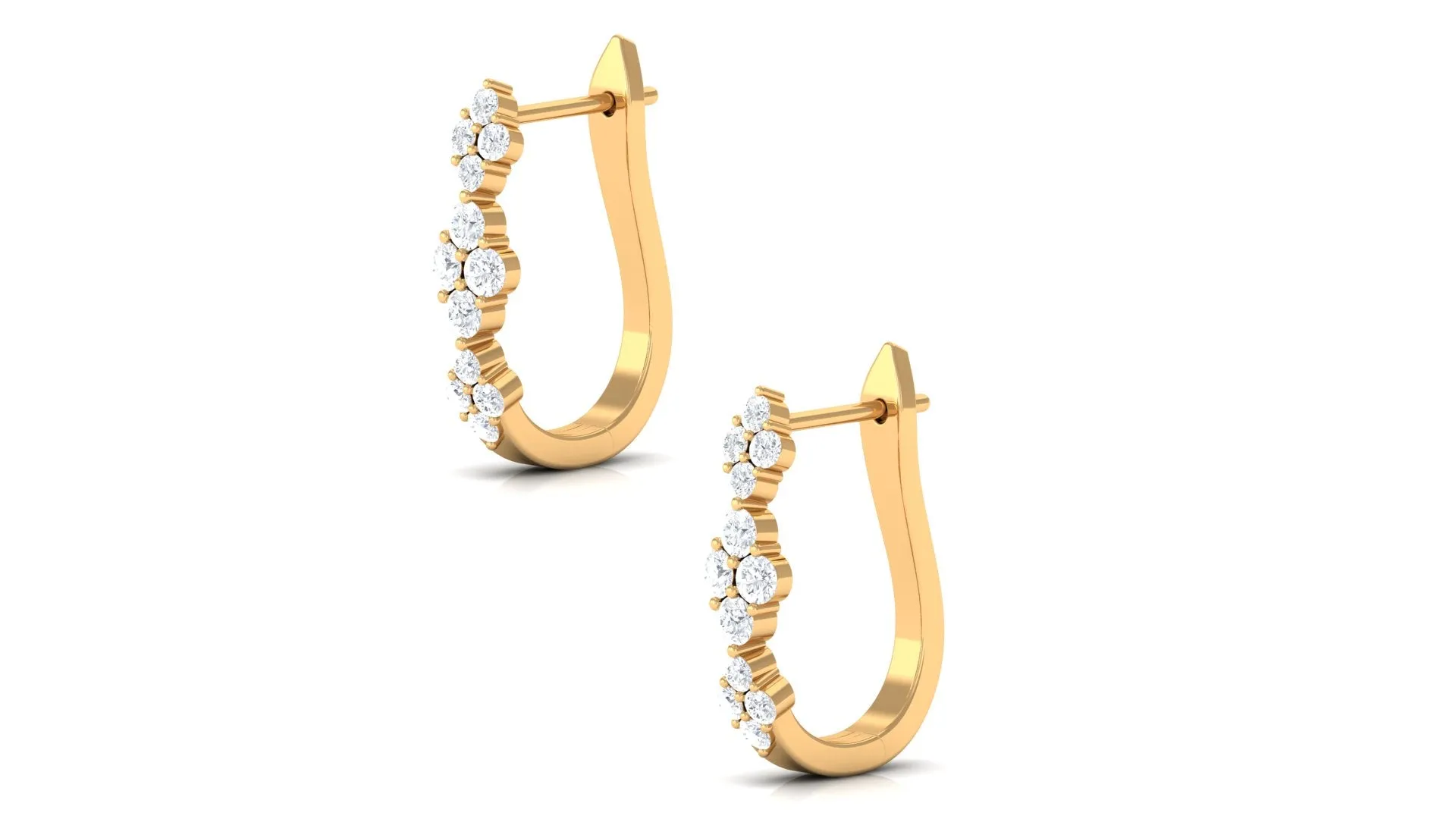 Natural Diamond J Hoop Earrings with Latch Back