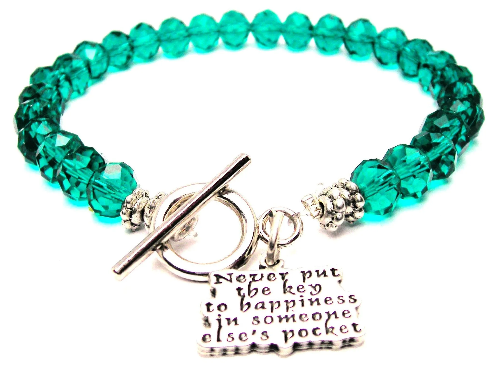 Never Put The Key To Happiness In Someone Else's Pocket Crystal Beaded Toggle Style Bracelet