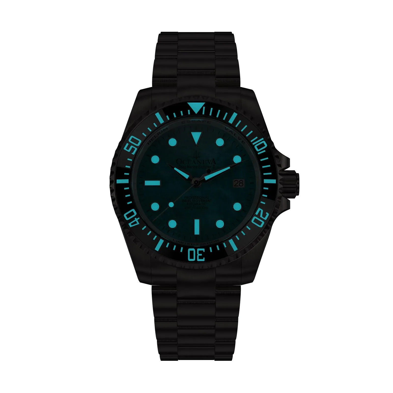 Oceaneva Men's Deep Marine Explorer II 1250M Titanium Watch - Aquamarine Dial