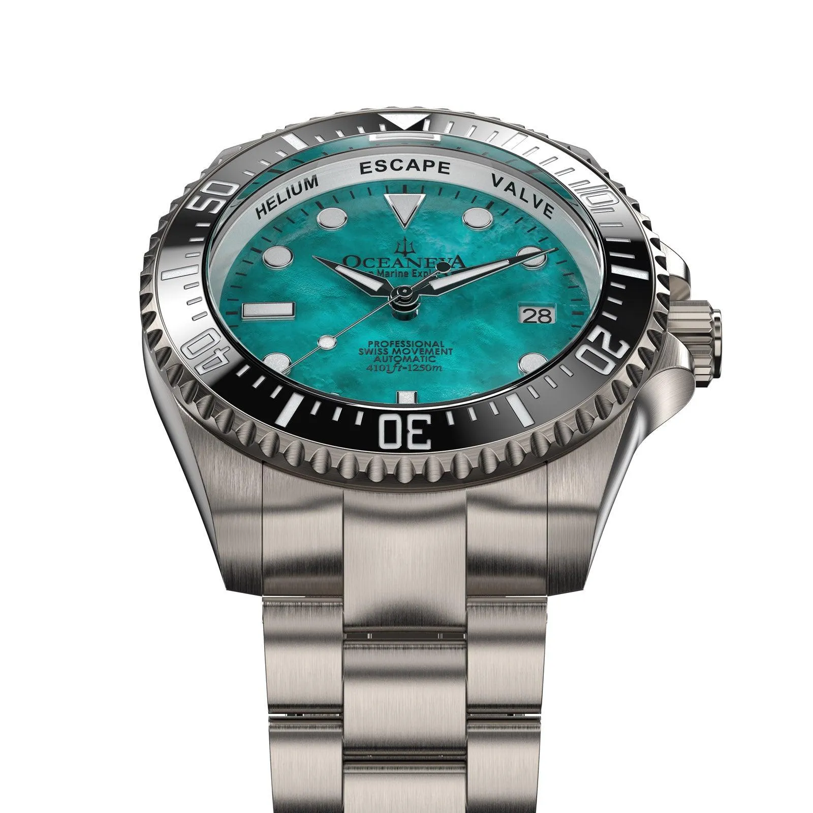 Oceaneva Men's Deep Marine Explorer II 1250M Titanium Watch - Aquamarine Dial