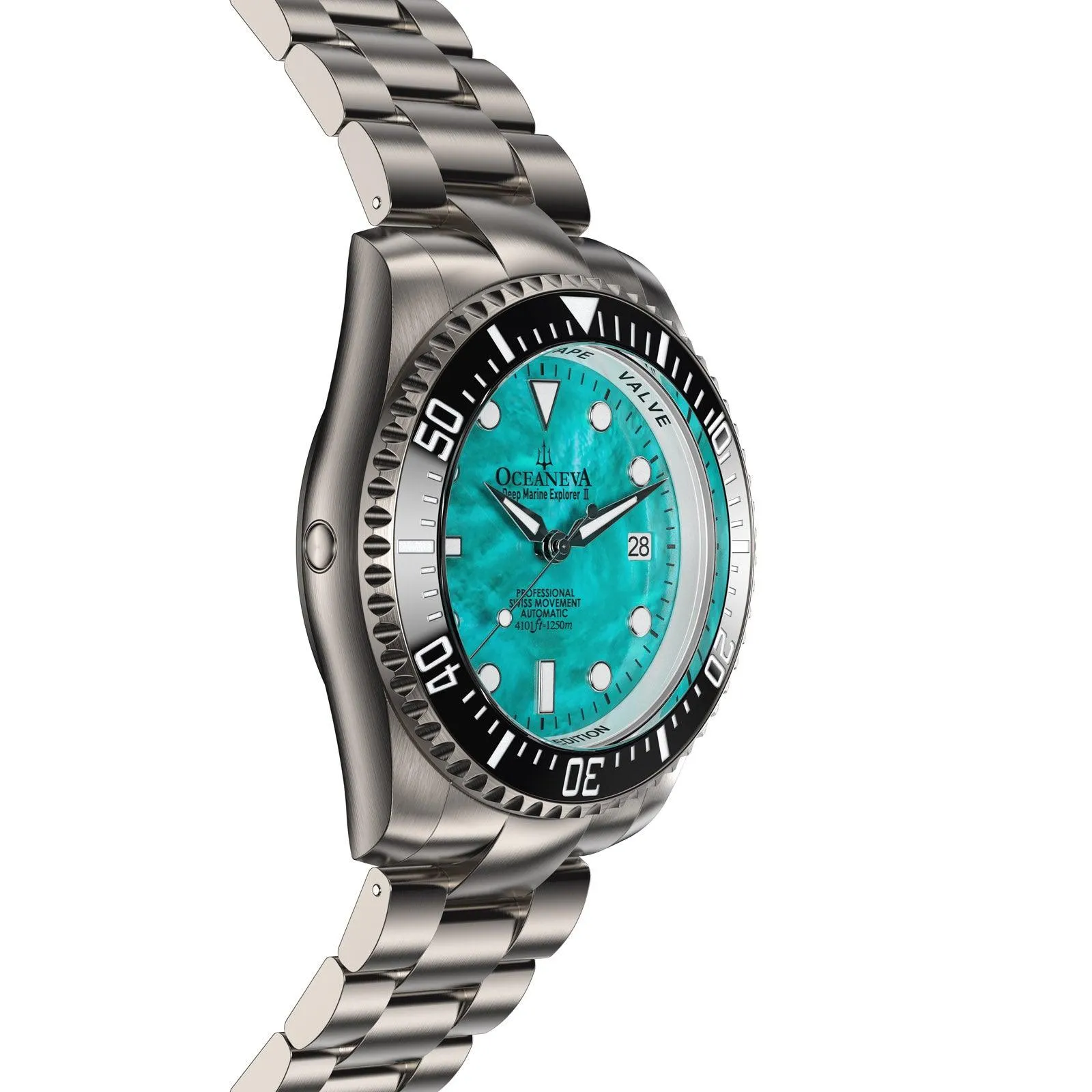 Oceaneva Men's Deep Marine Explorer II 1250M Titanium Watch - Aquamarine Dial