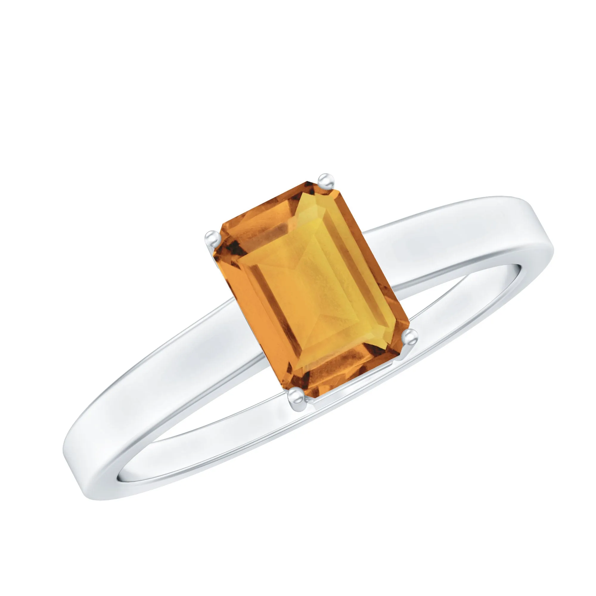 Octagon Cut Citrine November Birthstone Solitaire Ring