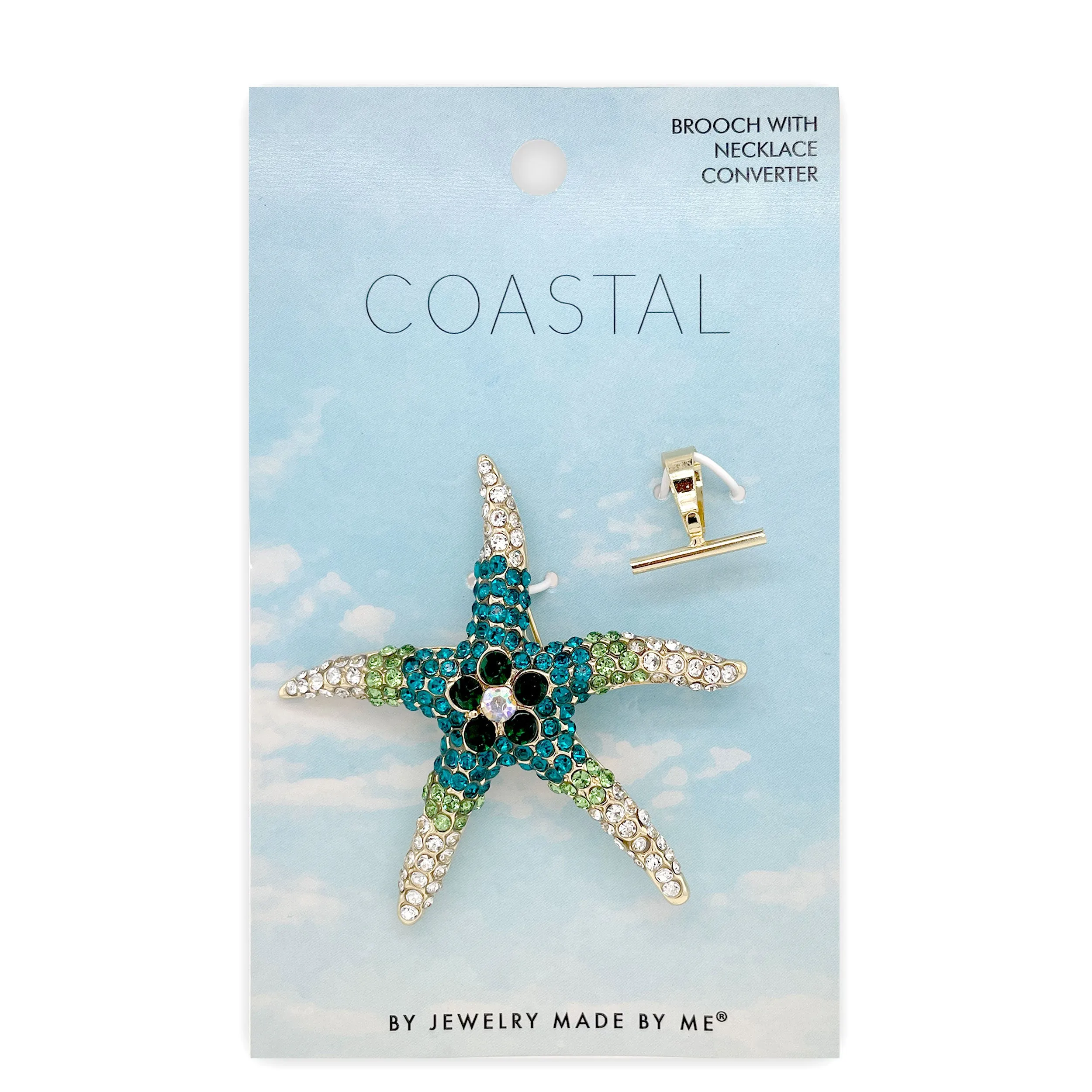 Ombre Jeweled Starfish Brooch with Pendant Converter