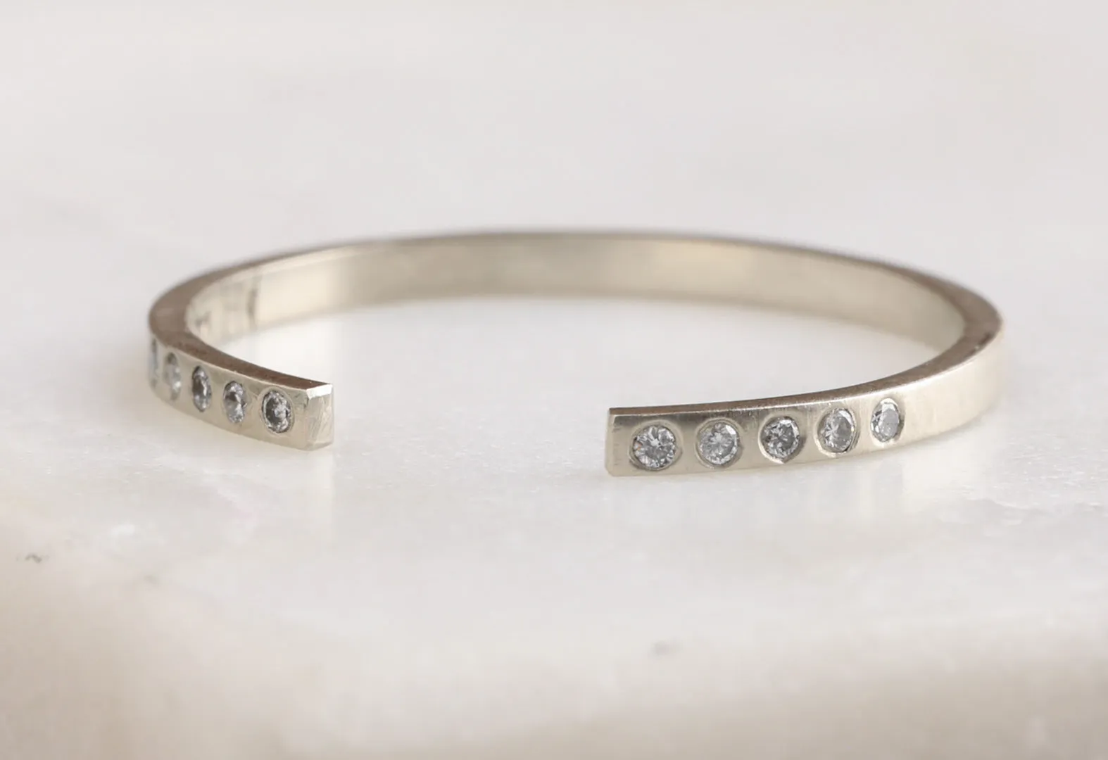 One of a Kind Open Cuff Flush Set Pavé Diamond Band