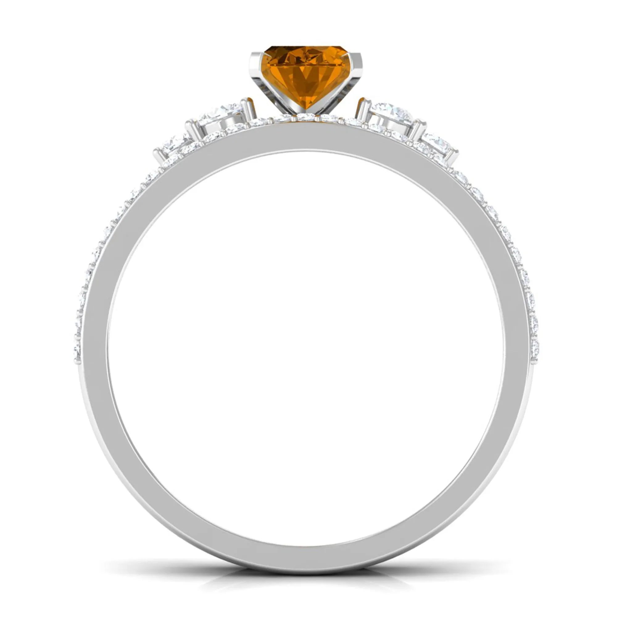 Oval Citrine Solitaire Ring Set with Diamond