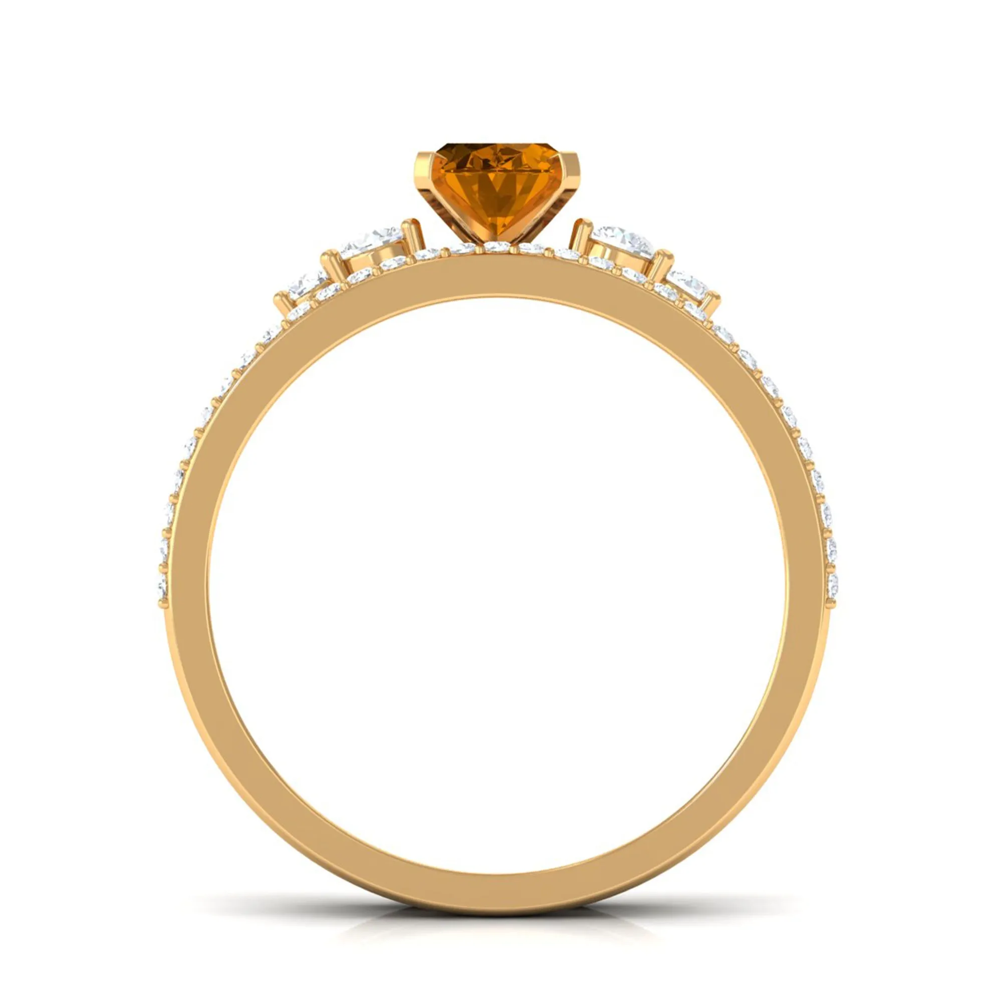 Oval Citrine Solitaire Ring Set with Diamond