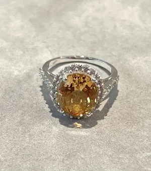 Oval Genuine Citrine Gemstone Ring Size 8