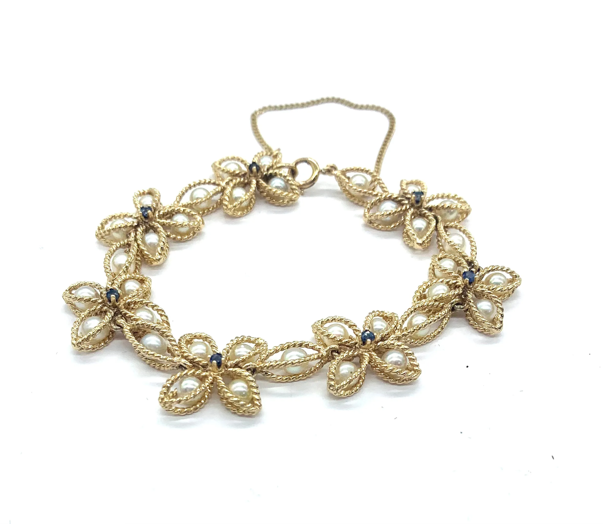 Pearl, Sapphire & Gold Bracelet