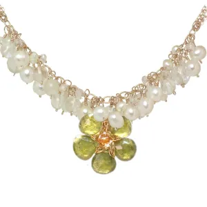 Peridot Carnelian and Pearl Necklace NK294 Pearl Peridotby Calico Juno Designs, Bonnie Riconda